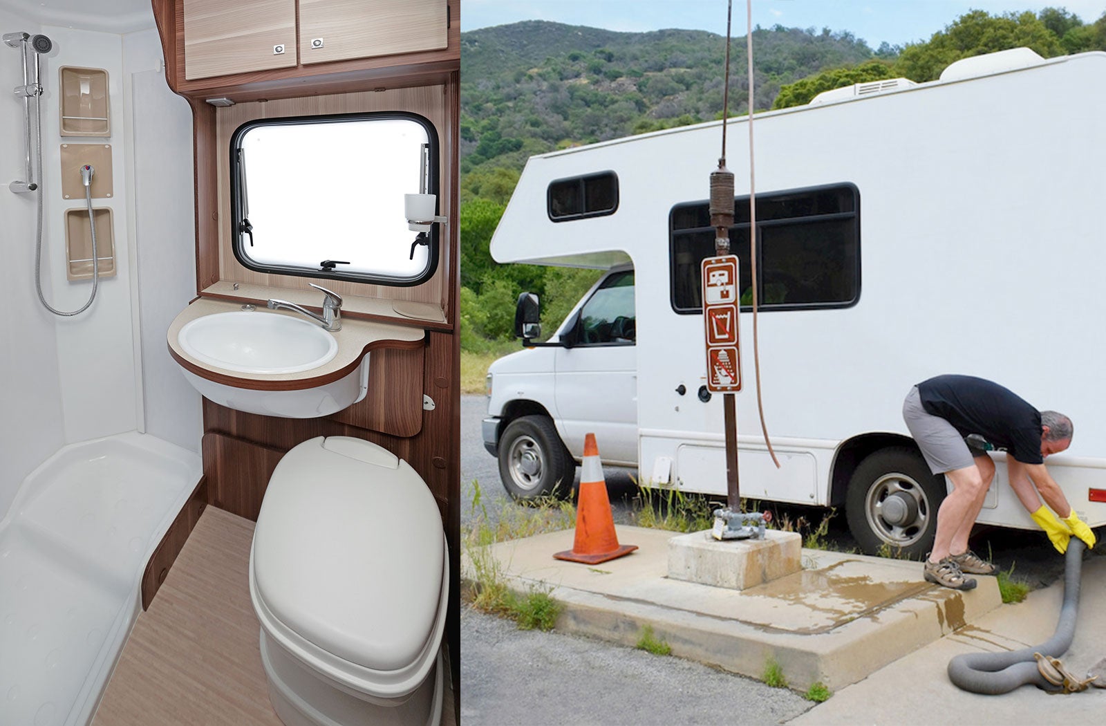 Portable RV/camper toilet and holding tank setup in Clearwater, Florida