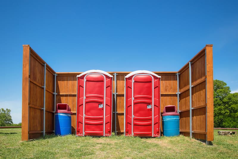 Short-term porta potty units staged for delivery in Clearwater, Florida